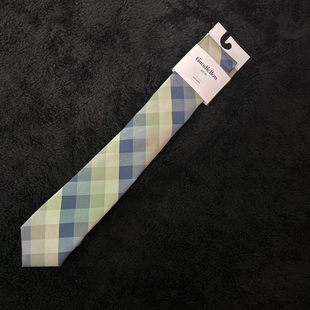 Goodfellow & Co Men's Plaid Tie Blue Green‎ Classic Neck Tie NWT